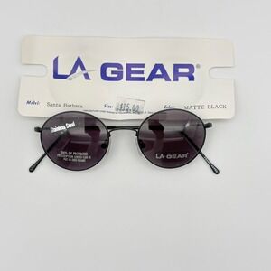 Vintage LA Gear Santa Barbara Sunglasses Round Black Stainless Steal Frames